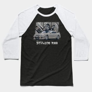 Grey Nissan Skyline r33 GTR, JDM Car Baseball T-Shirt